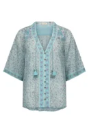 Blue Floral Button-Up & Skirt Set