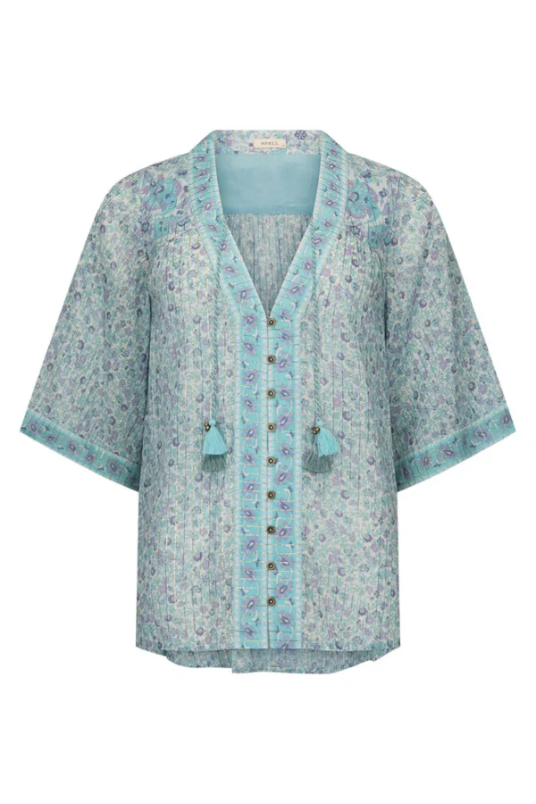 Blue Floral Button-Up & Skirt Set - Image 4