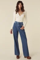 Blue High-Waisted Wide-Leg Jeans