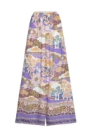 Zibiya Women's Bohemian Print Tie-Front Blouse & Wide-Leg Pants Set