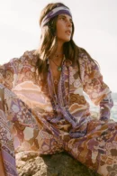 Zibiya Women's Bohemian Print Button-Up Shirt