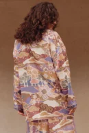 Zibiya Women's Bohemian Print Button-Up Shirt