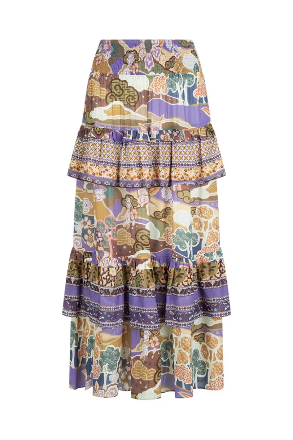 Zibiya Women's Bohemian Print Tiered Maxi Skirt - Image 5
