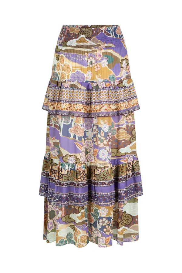 Zibiya Women's Bohemian Print Tiered Maxi Skirt - Image 6