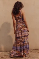 Zibiya Women's Bohemian Print Tiered Maxi Skirt