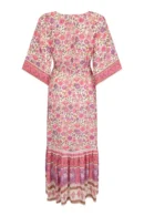 Zibiya Women's Bohemian Floral Print Mini Dress with Kimono Sleeves