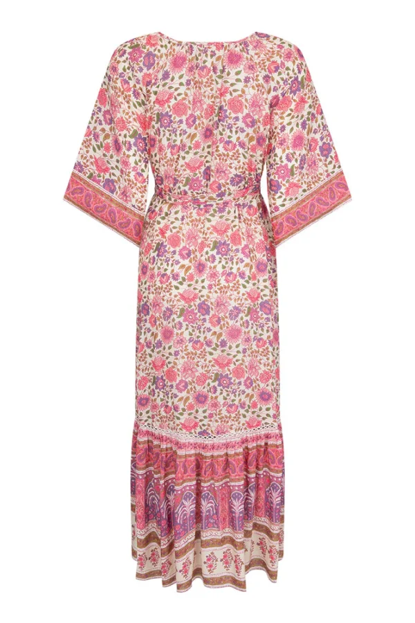 Zibiya Women's Bohemian Floral Print Mini Dress with Kimono Sleeves - Image 6