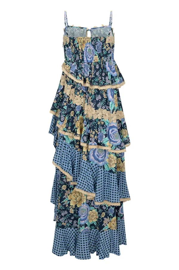 Zibiya Women's Bohemian Mixed-Print Ruffled Maxi Dress - Image 4