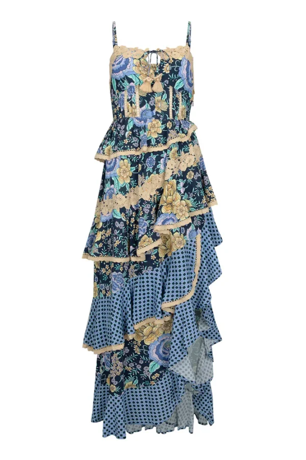 Zibiya Women's Bohemian Mixed-Print Ruffled Maxi Dress - Image 5