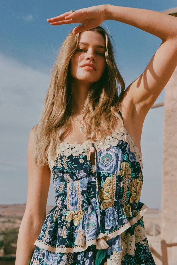 Zibiya Women's Bohemian Mixed-Print Ruffled Maxi Dress - Image 2