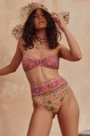Floral Print Strapless High-Waisted Bikini