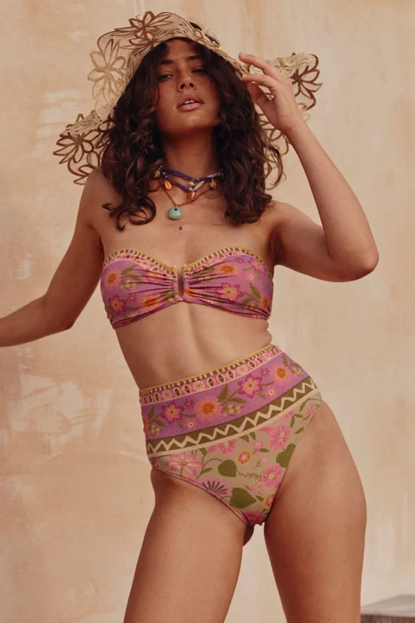 Floral Print Strapless High-Waisted Bikini - Image 4