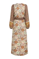 Zibiya Womens Bohemian floral print mini dress with kimono sleeves