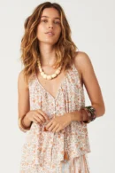 Zibiya Women's Desert Bloom Floral Print Split-Front Tank & Shorts Set