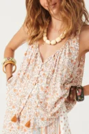Zibiya Women's Desert Bloom Floral Print Split-Front Tank & Shorts Set