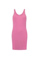 Zibiya Women's Pink Ribbed Mini Dress