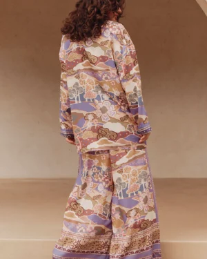 Multicolored Floral Print Wide-Leg Pant